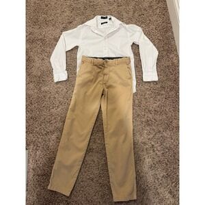 Nordstrom Teen Boy Outfit  White Button Down Shirt Size 10 & Khaki Pants Size 12